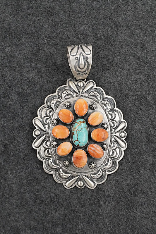 Turquoise, Spiny Oyster & Sterling Silver Pendant - Randy Boyd