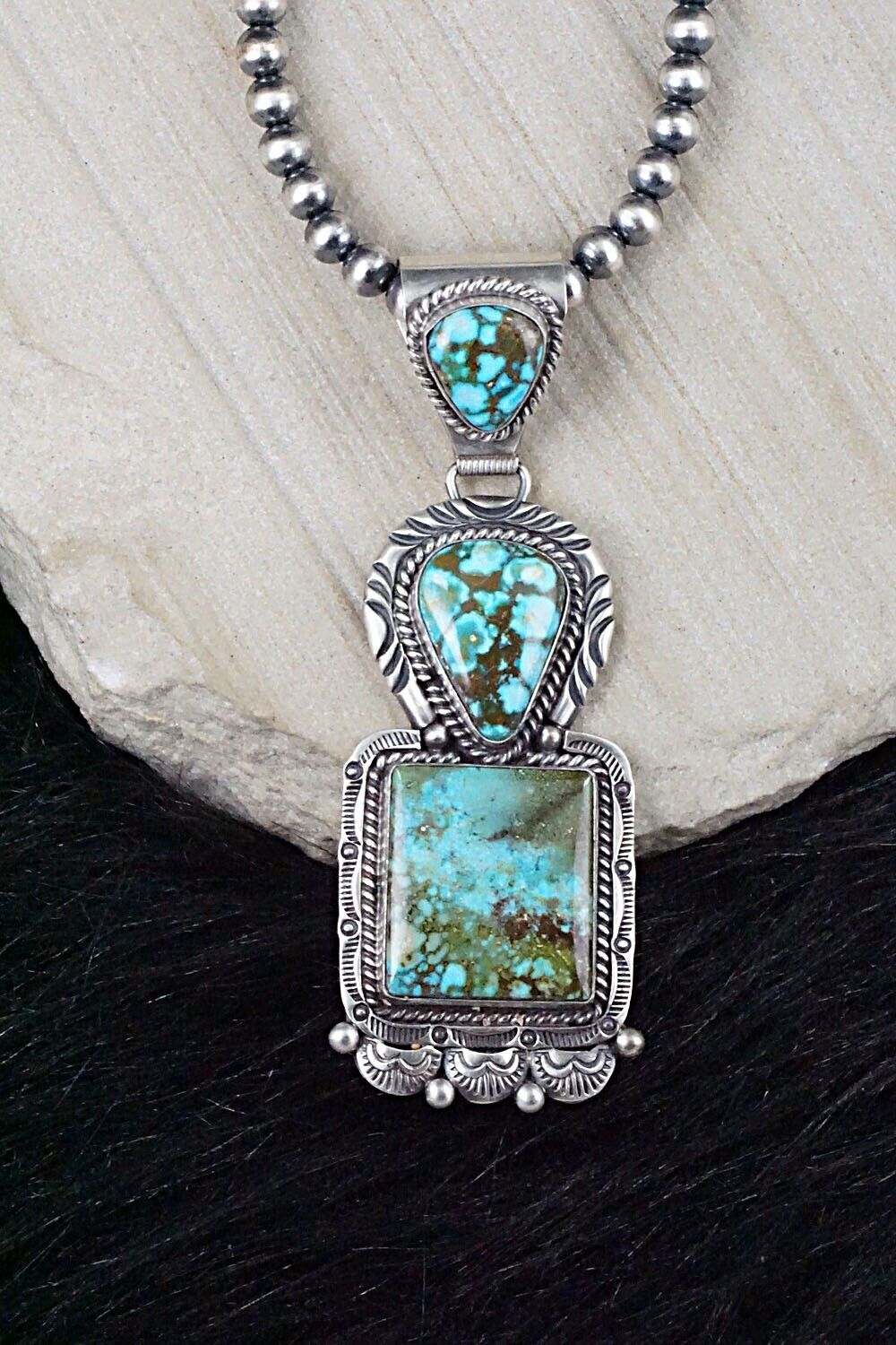 Turquoise & Sterling Silver Necklace - Raymond Delgarito