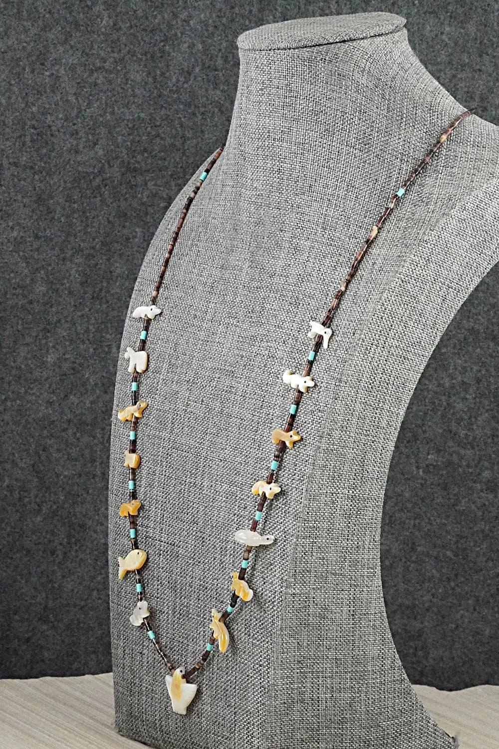 Multi-Stone Fetish Carving & Sterling Silver Necklace - Hector Goodluck