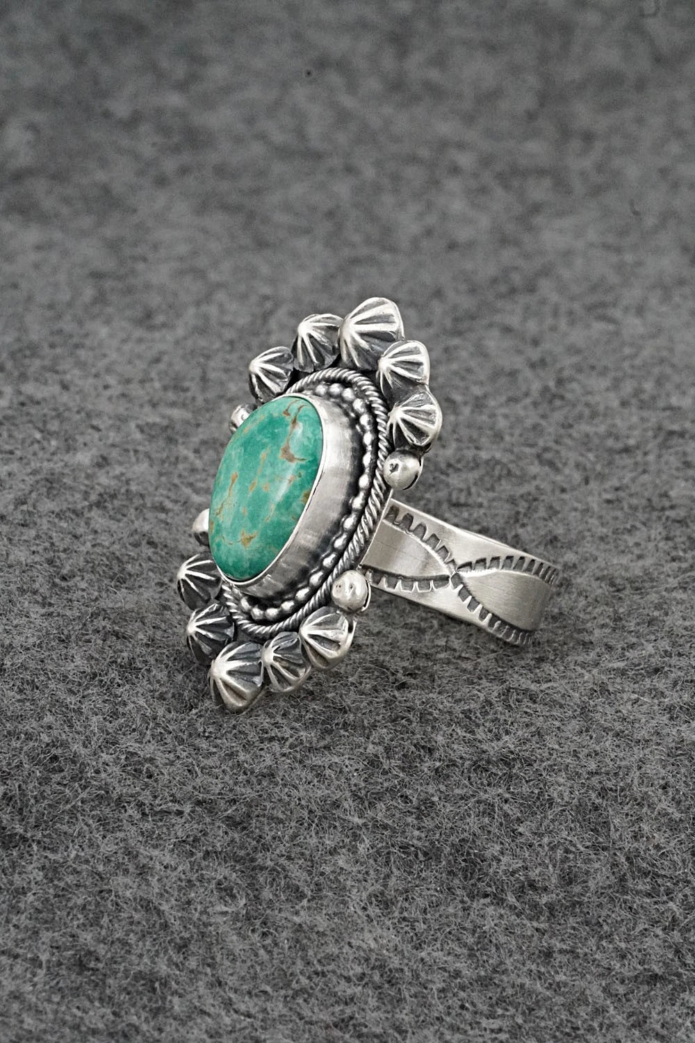 Turquoise & Sterling Silver Ring - Cordell Platero - Size Adjustable