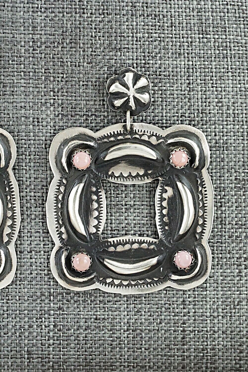 Pink Conch Shell & Sterling Silver Earrings - Leander Tahe