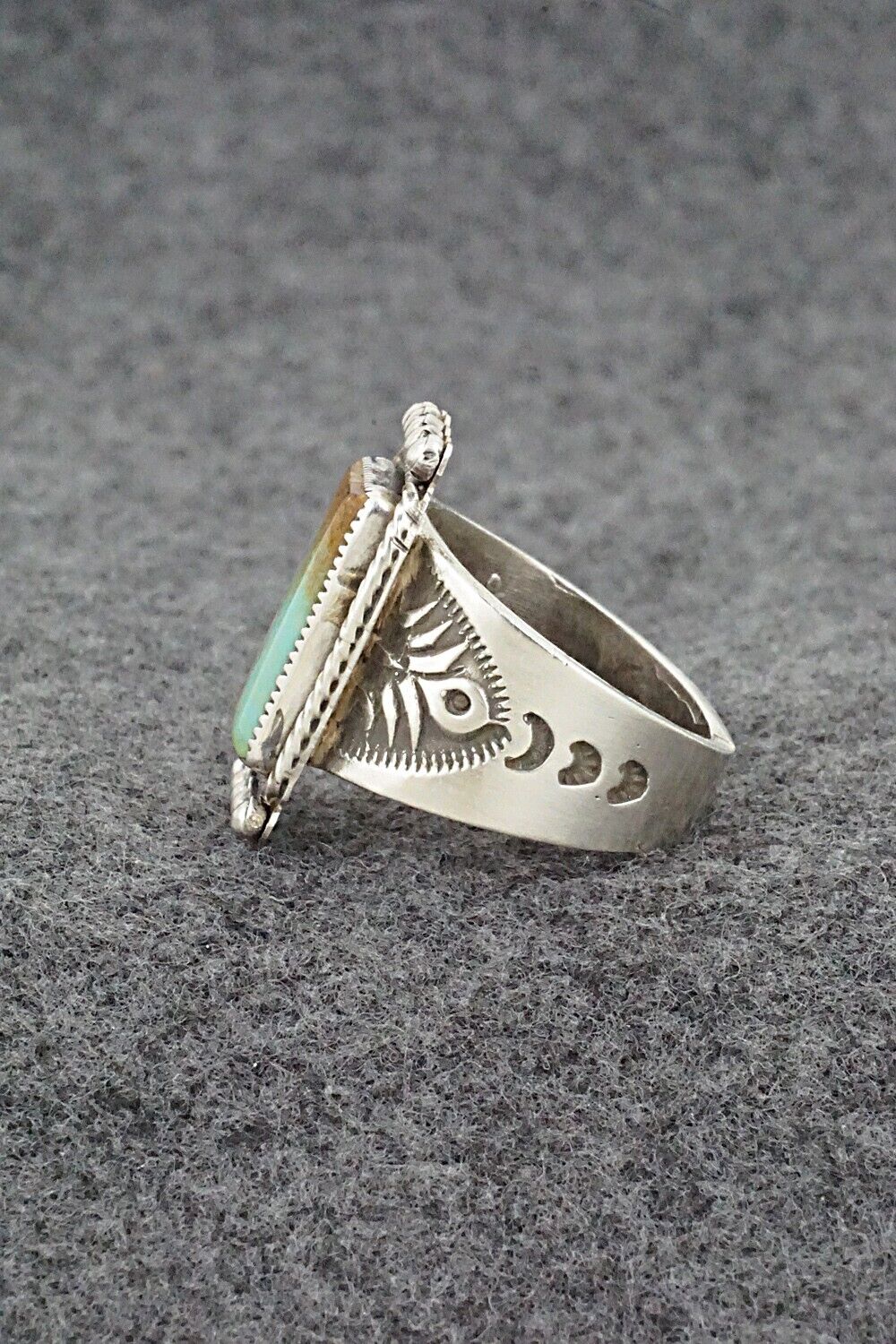 Turquoise & Sterling Silver Ring - Adrienne Gordon - Size 10.5