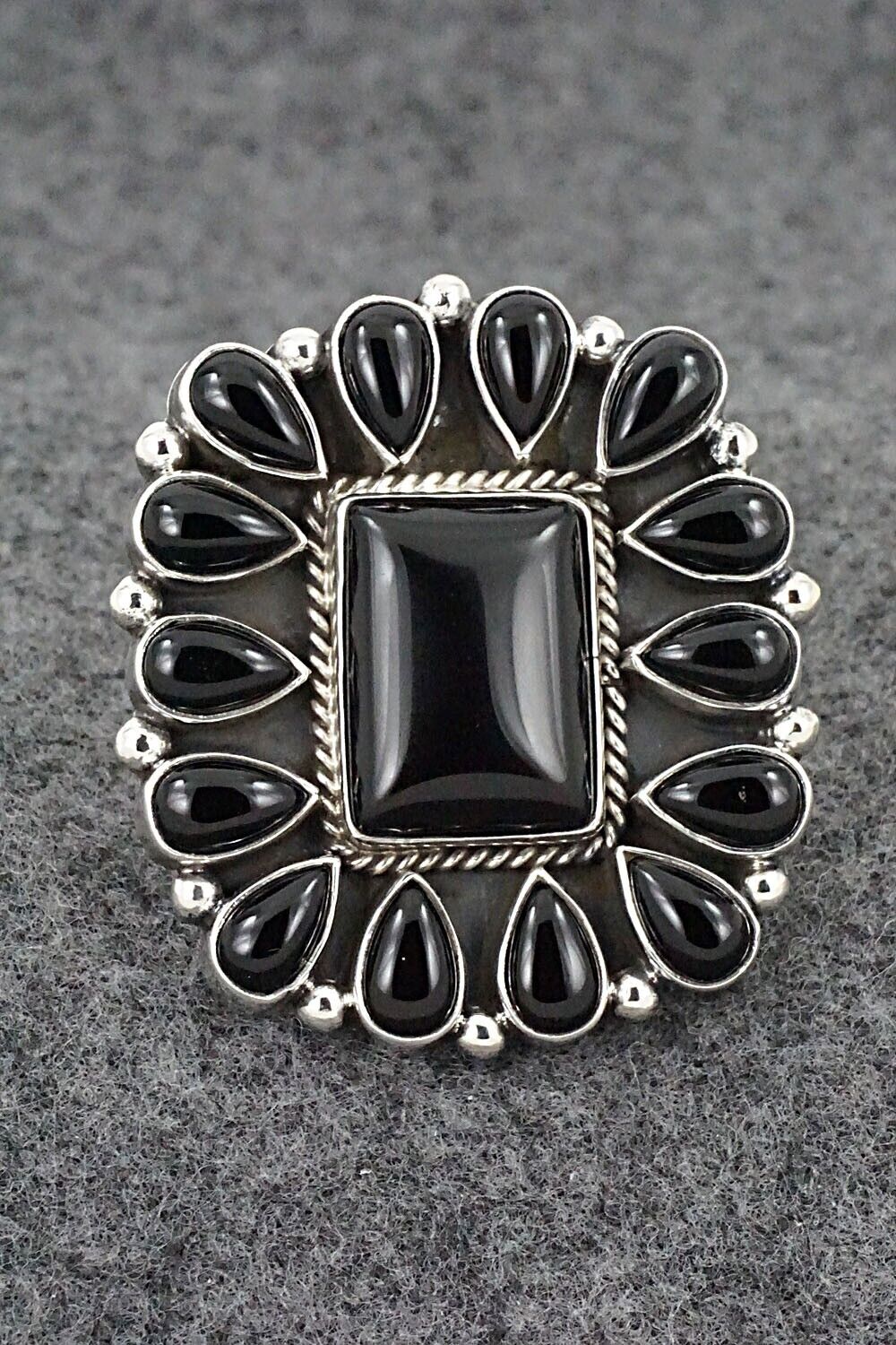 Onyx & Sterling Silver Ring - Verley Betone - Size 7.5