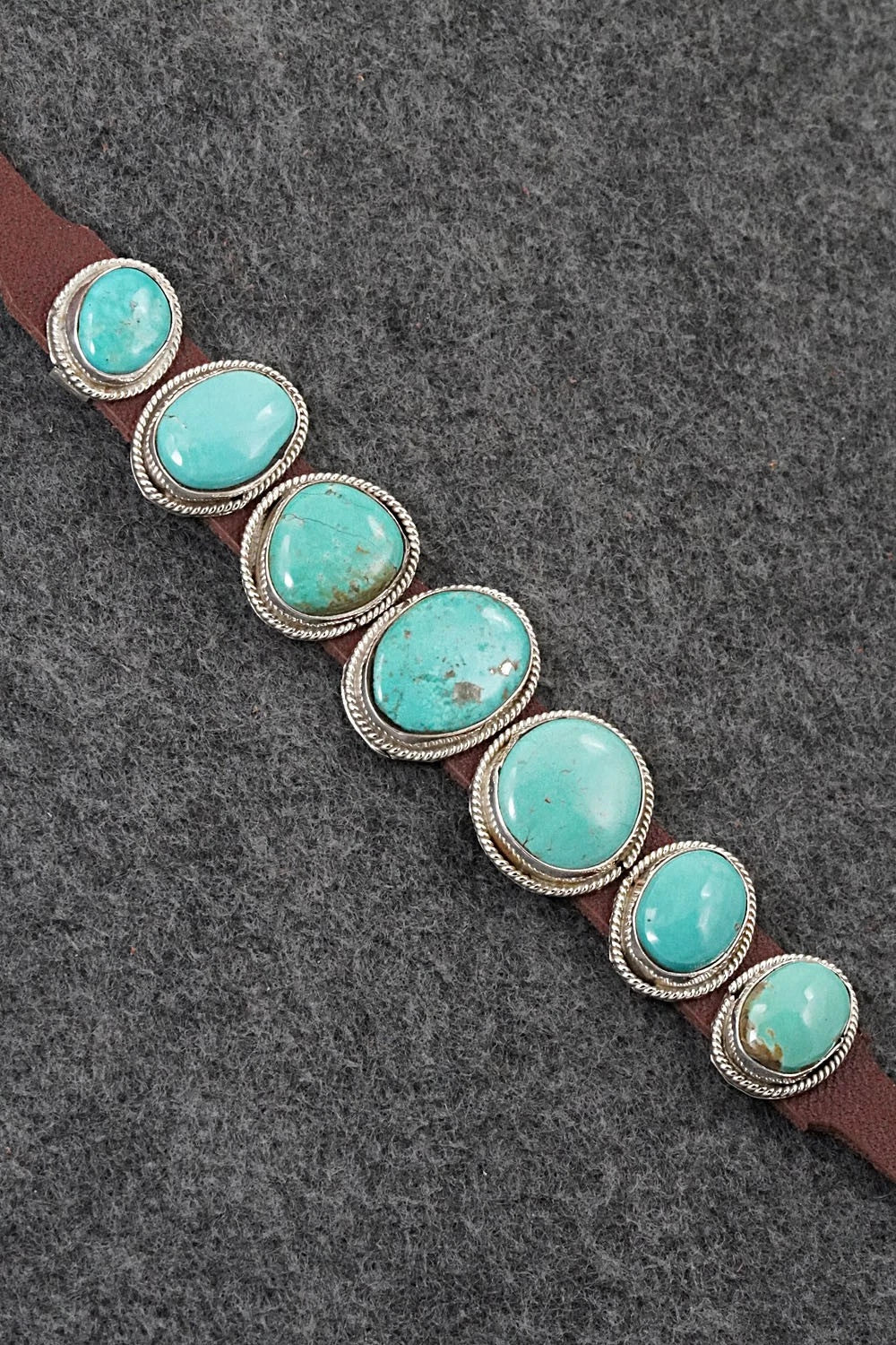 Turquoise, Sterling Silver & Leather Bracelet - Rosita Charlie