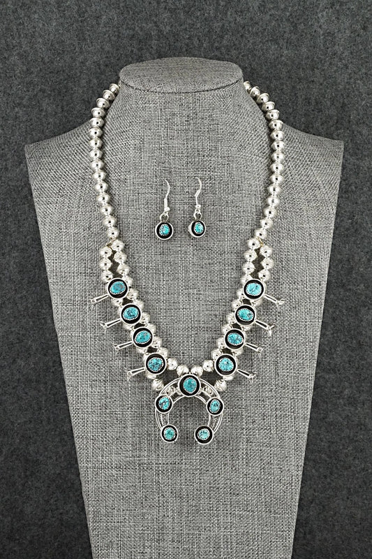 Turquoise & Sterling Silver Squash Blossom Set - Phil Garcia