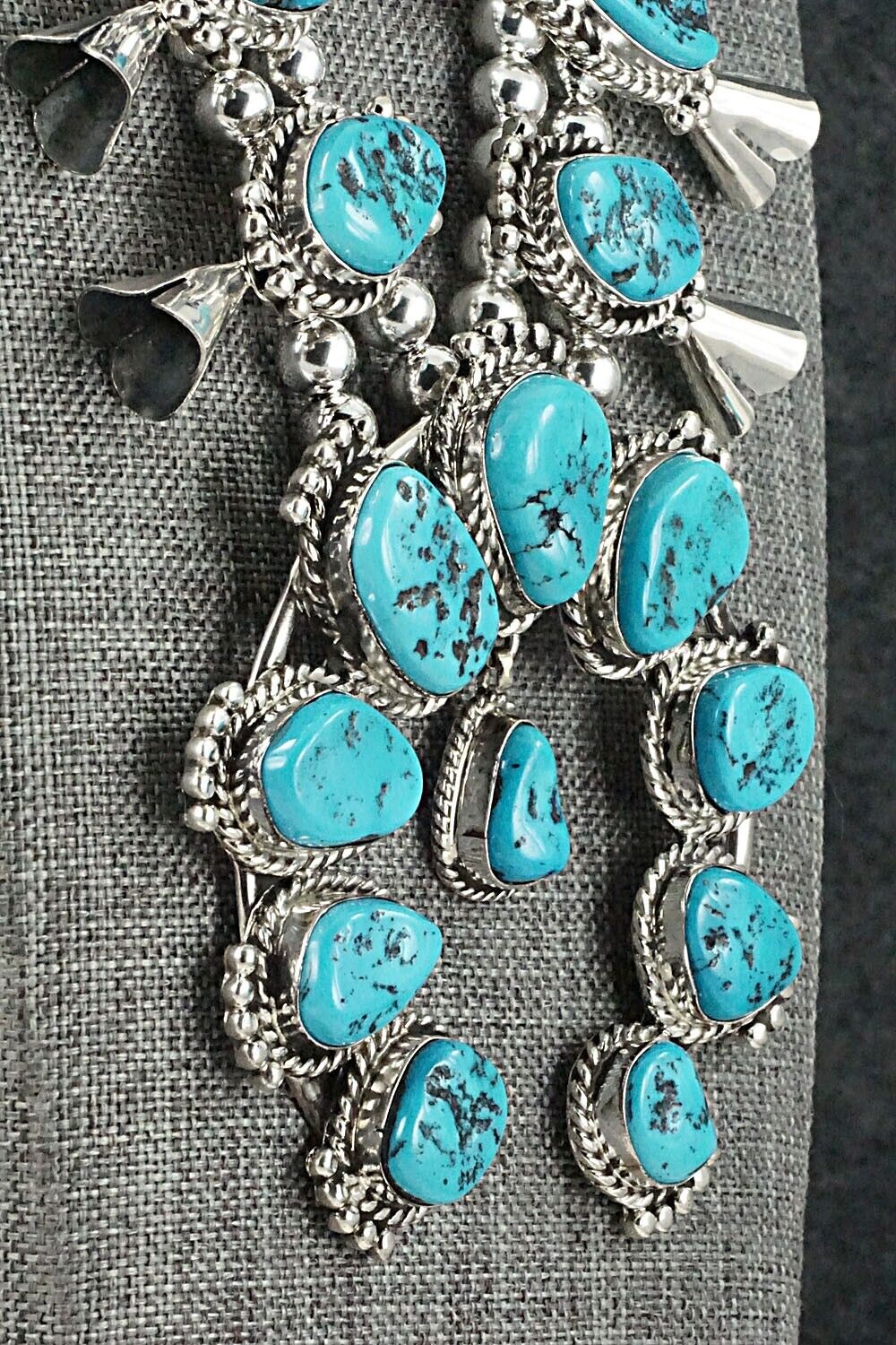 Turquoise & Sterling Silver Squash Blossom Set - Vernon Johnson