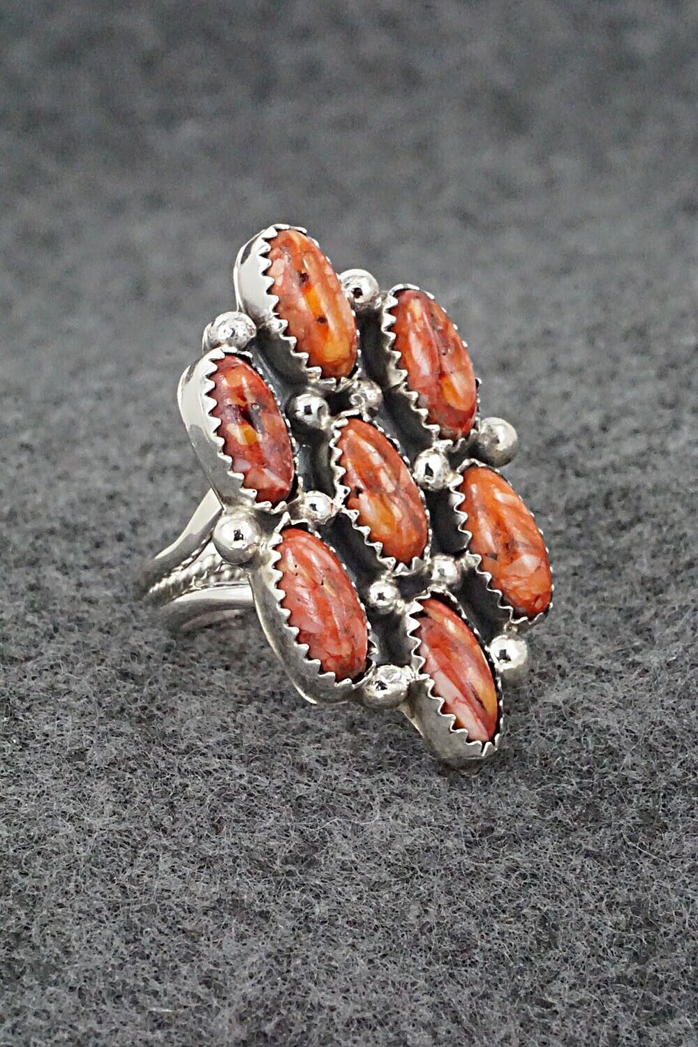 Spiny Oyster & Sterling Silver Ring - Roberta Begay - Size 7.25
