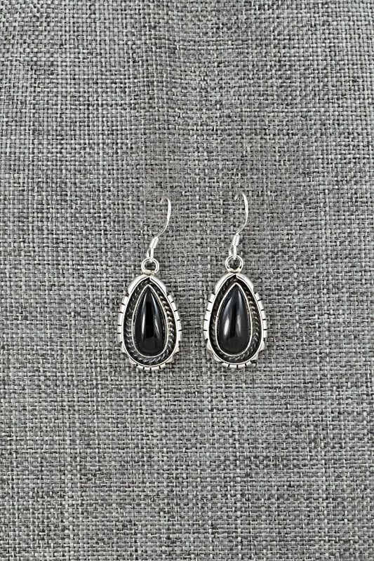 Onyx & Sterling Silver Earrings - Amos Begay