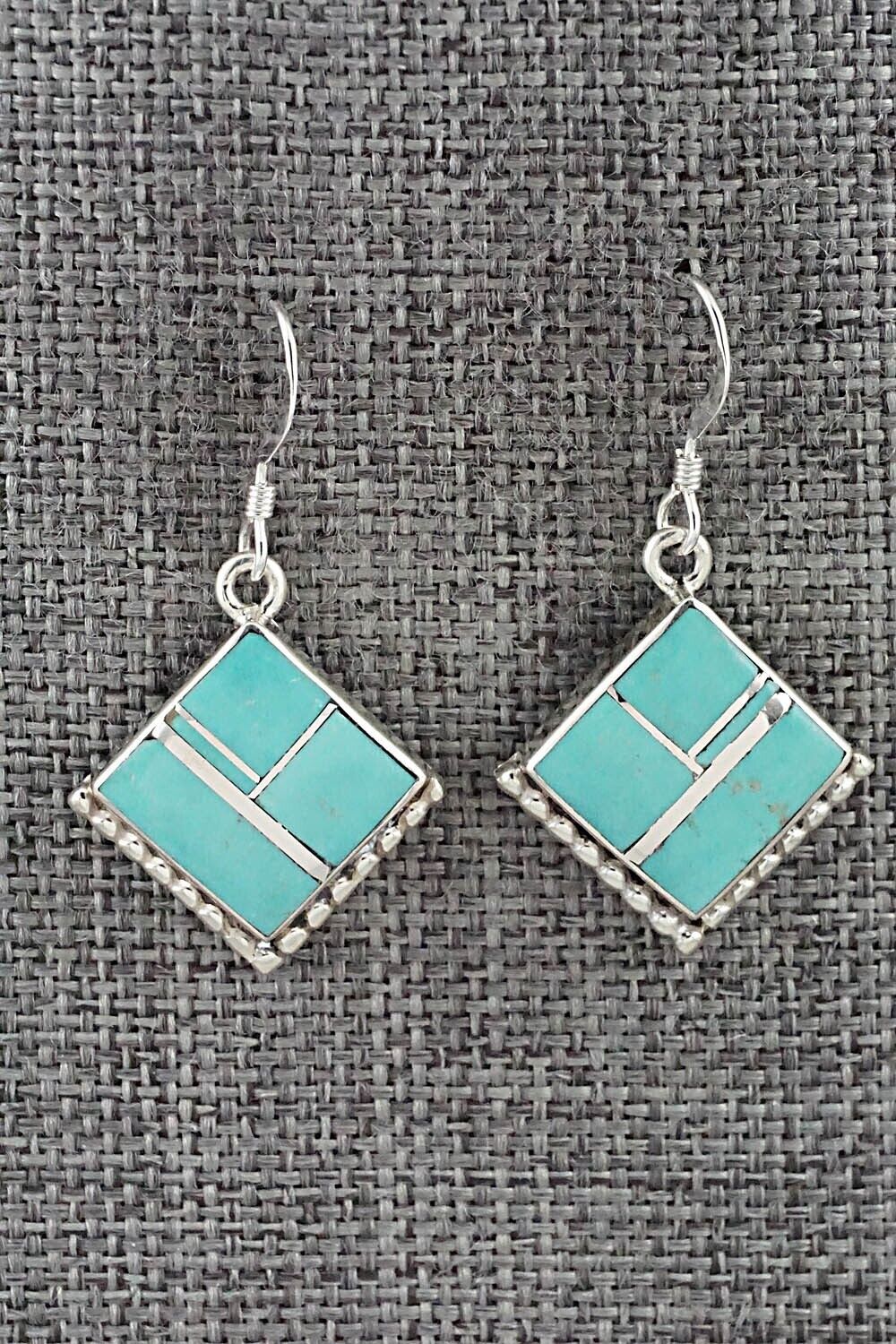 Turquoise & Sterling Silver Inlay Earrings - James Manygoats