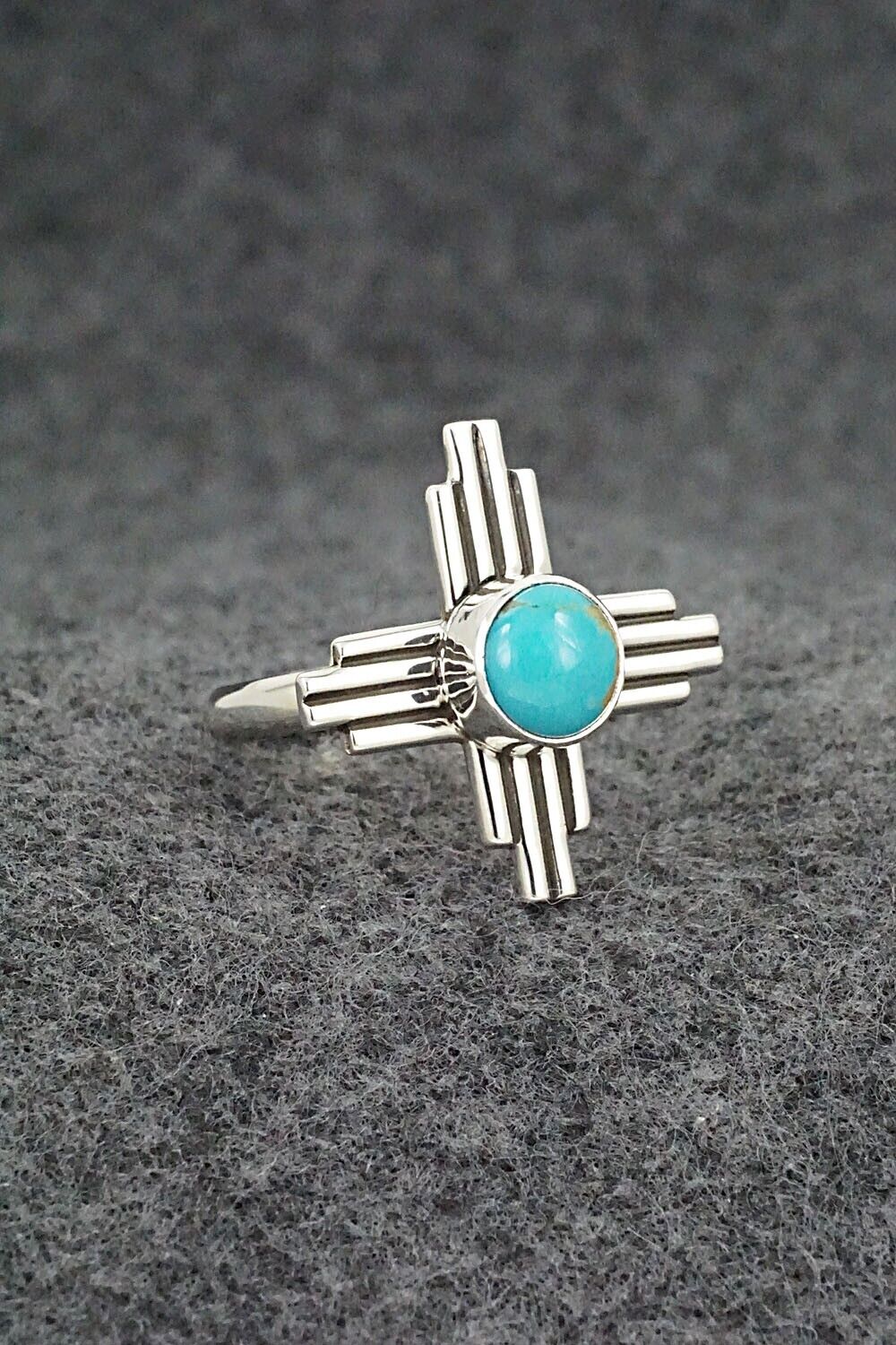 Turquoise and Sterling Silver Ring - Raymond Coriz - Size 8