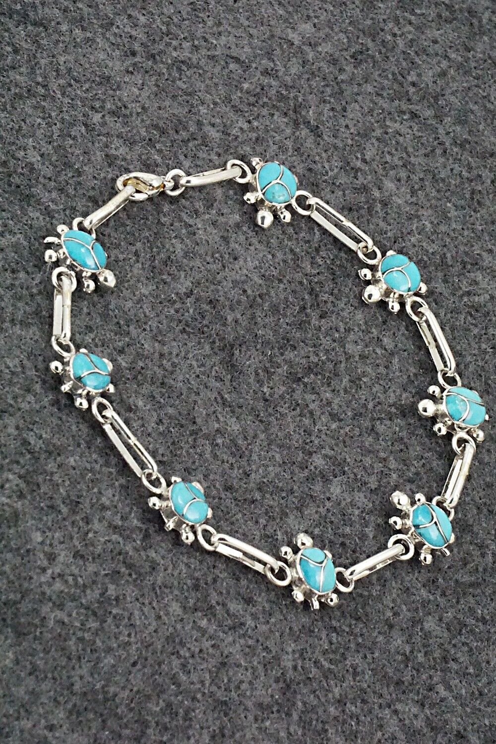 Turquoise & Sterling Silver Link Bracelet - Rebecca Lalio