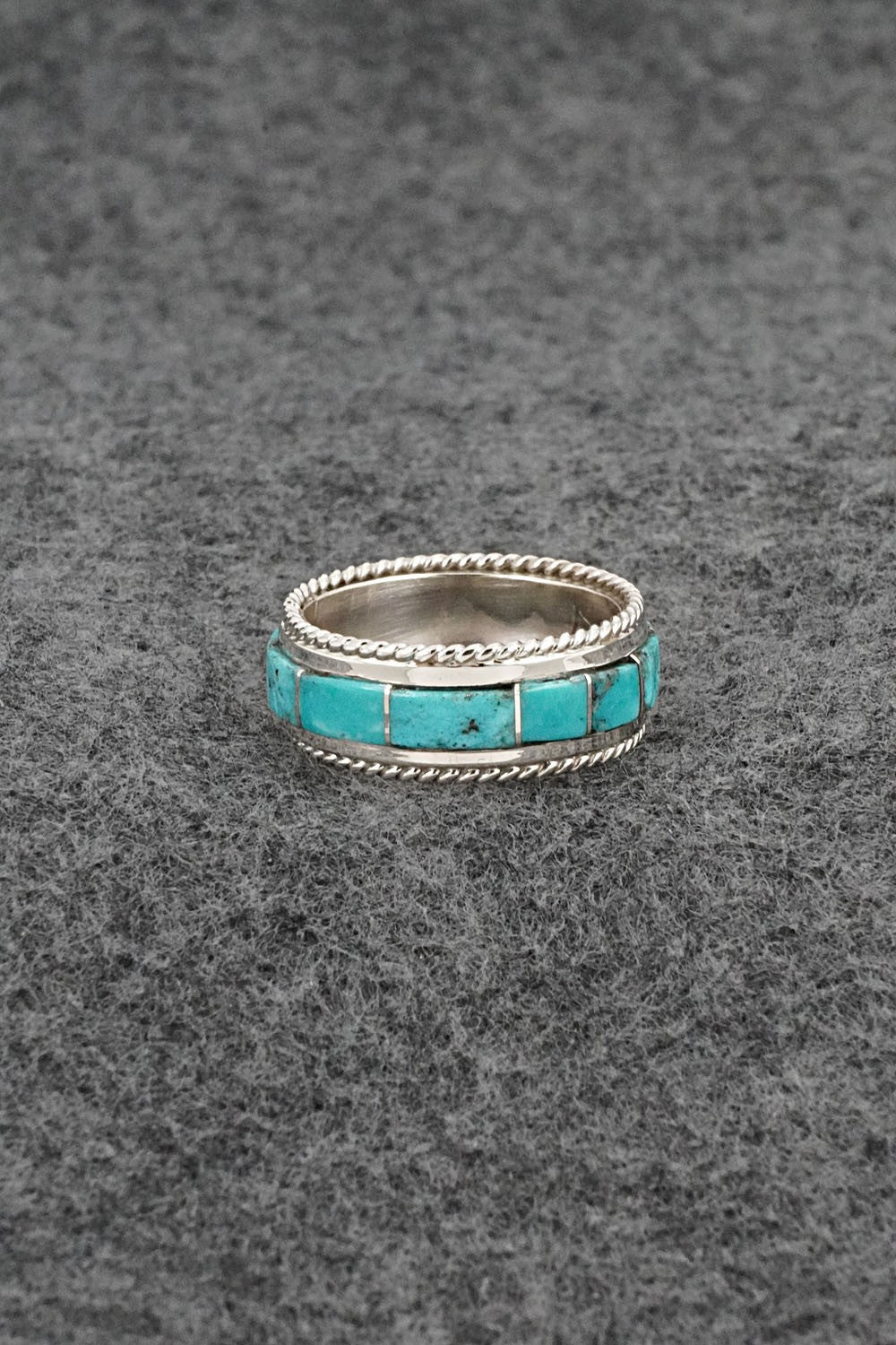 Turquoise & Sterling Silver Ring - Bruce Johnson - Size 8