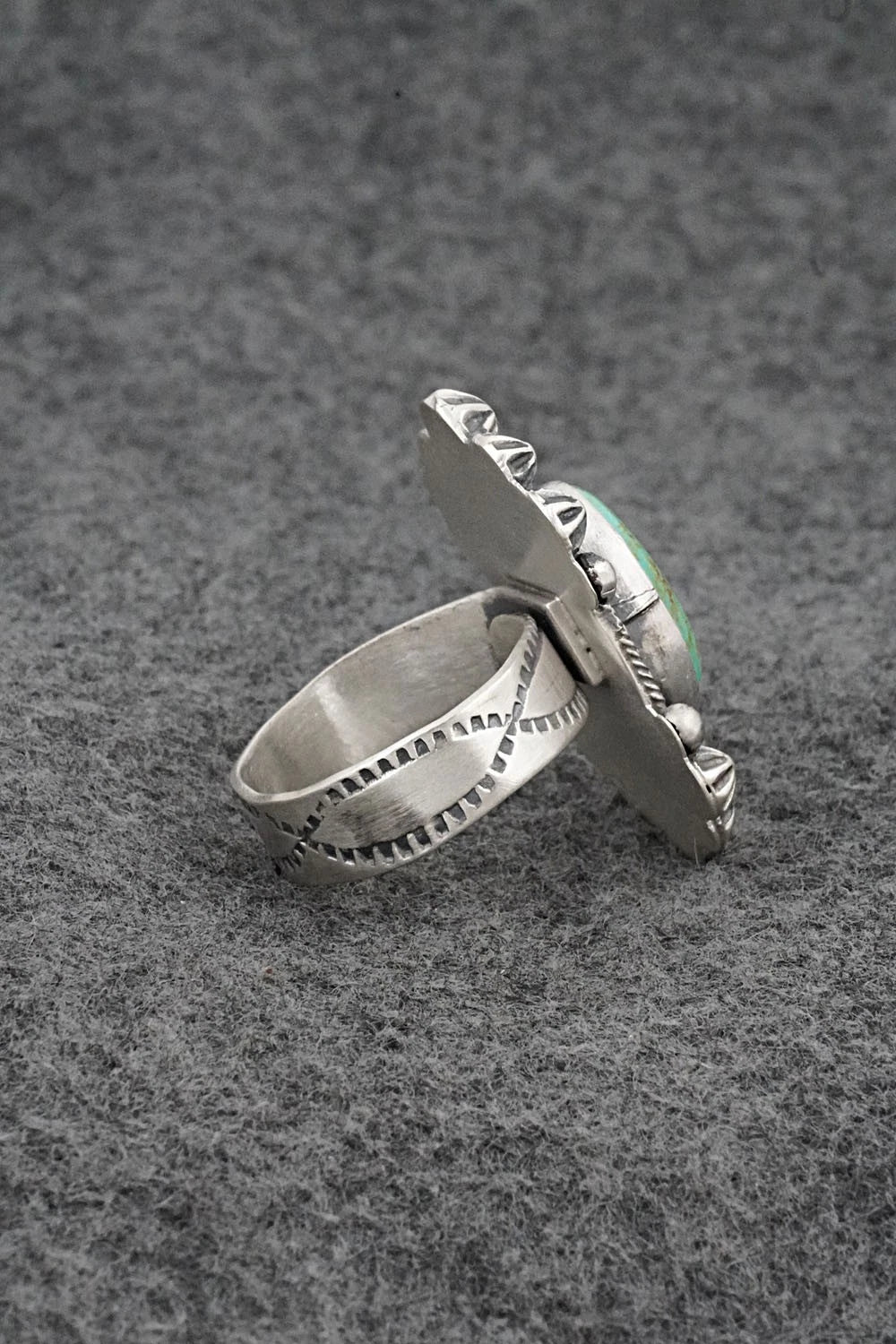 Turquoise & Sterling Silver Ring - Cordell Platero - Size Adjustable