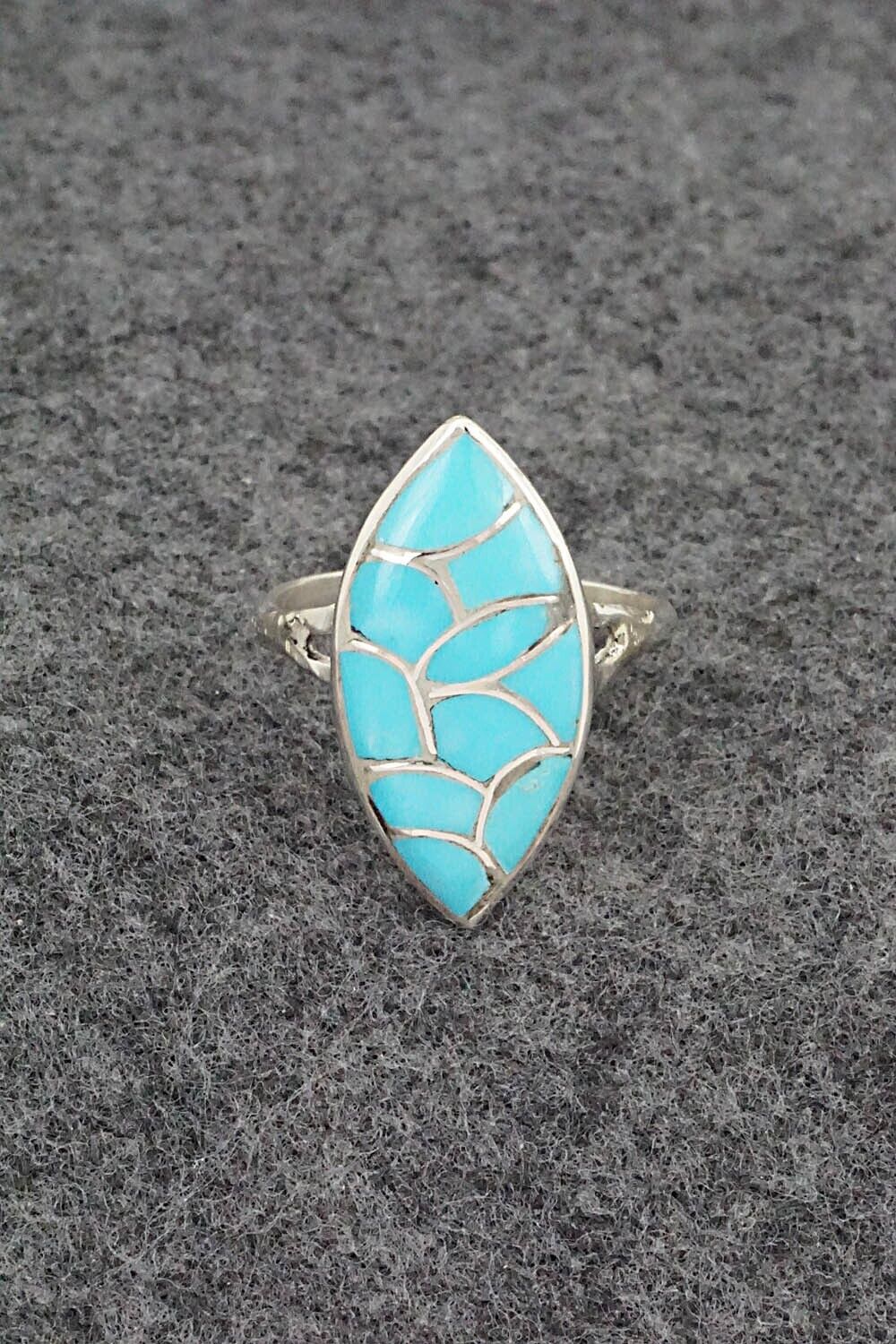 Turquoise & Sterling Silver Ring - Orena Leekya - Size 8.75