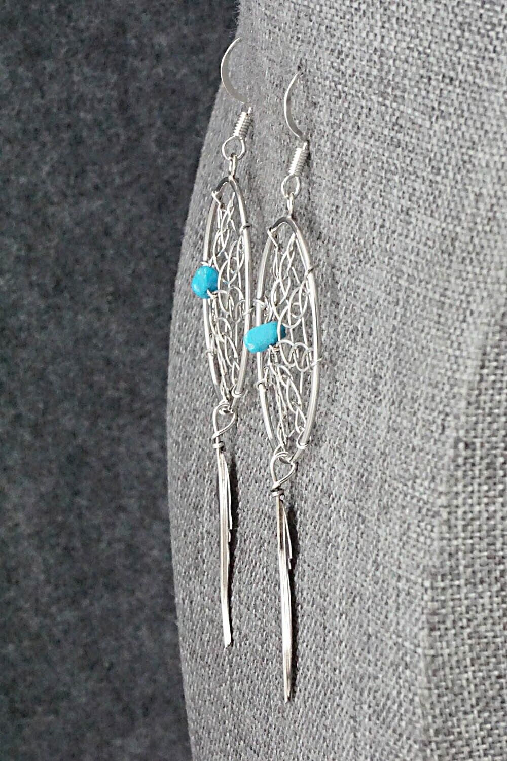 Turquoise & Sterling Silver Earrings - Lorenzo Arviso Jr.