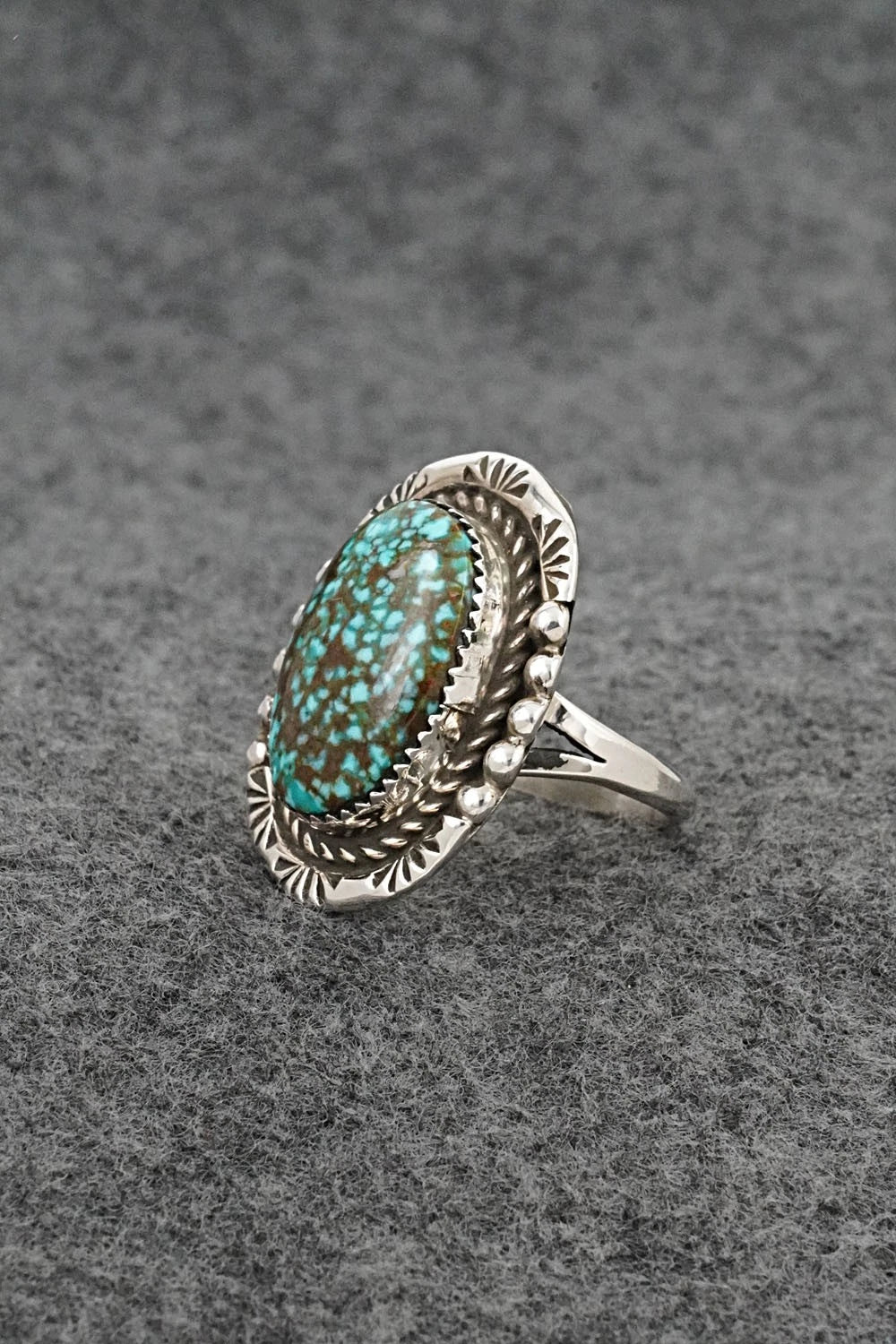 Turquoise & Sterling Silver Ring - Phil Nez - Size 7 Adj.