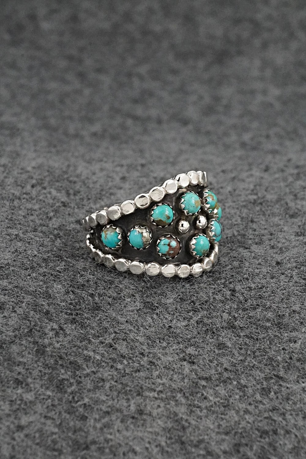 Turquoise & Sterling Silver Ring - Kenny Lonjose - Size 7.5