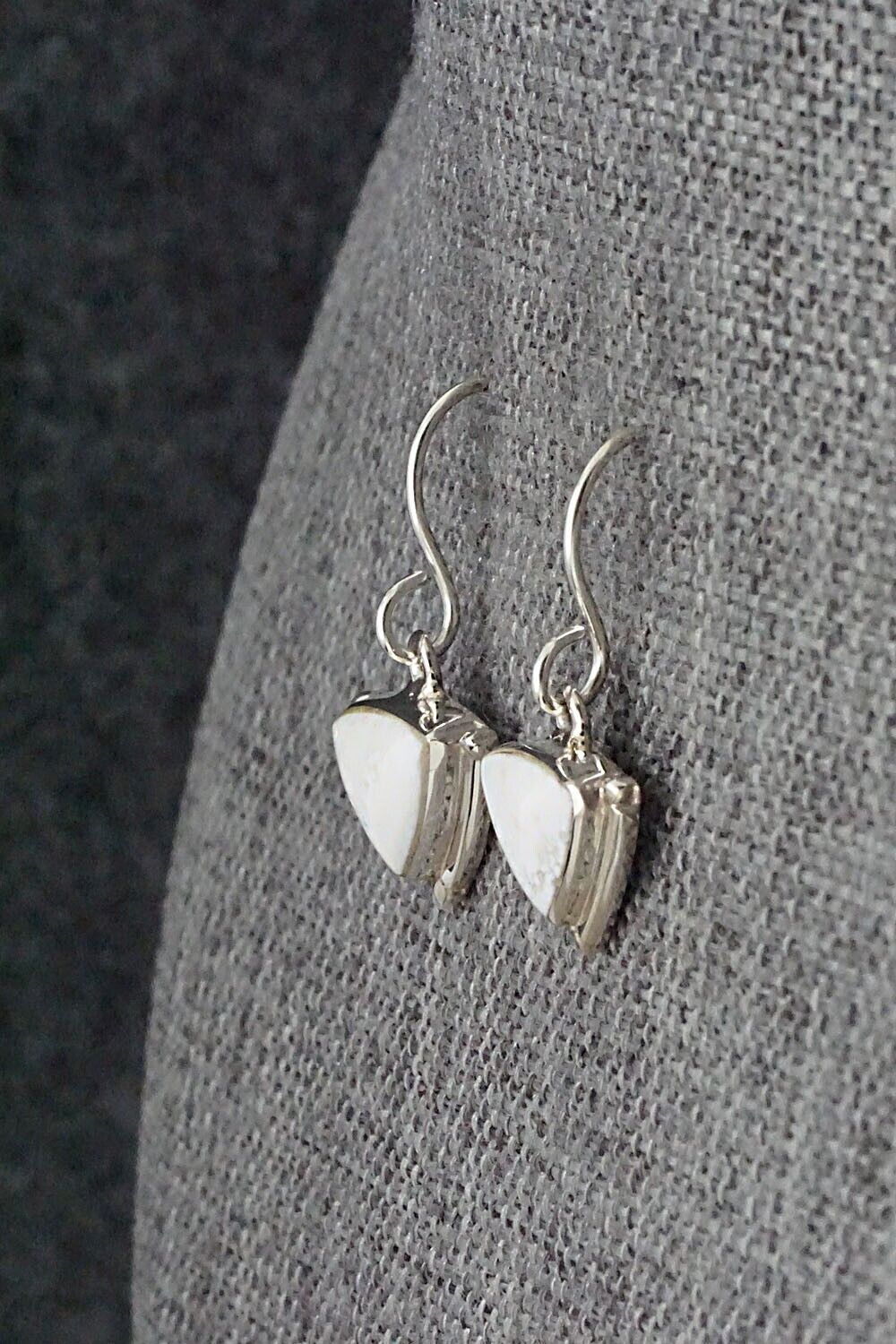 White Buffalo & Sterling Silver Earrings - Cathy Webster