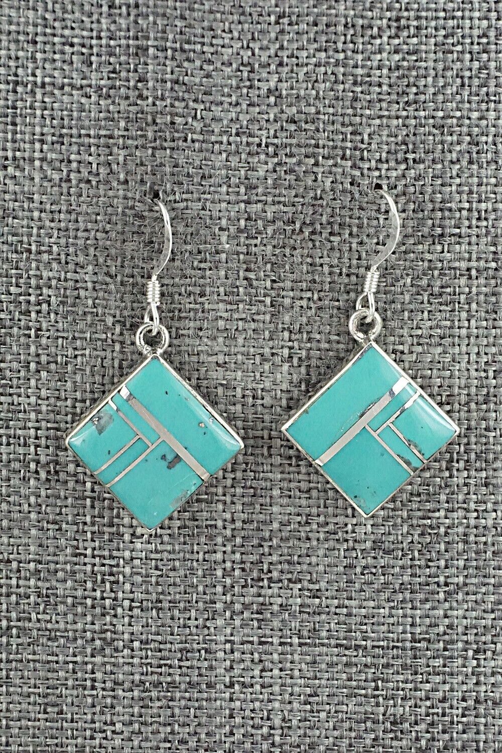 Turquoise & Sterling Silver Inlay Earrings - James Manygoats