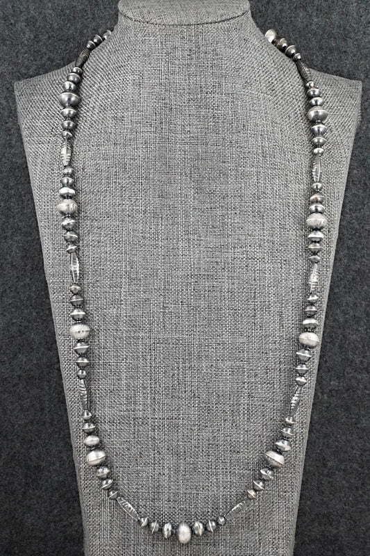 Sterling Silver Navajo Pearl Necklace 26" - Vintage