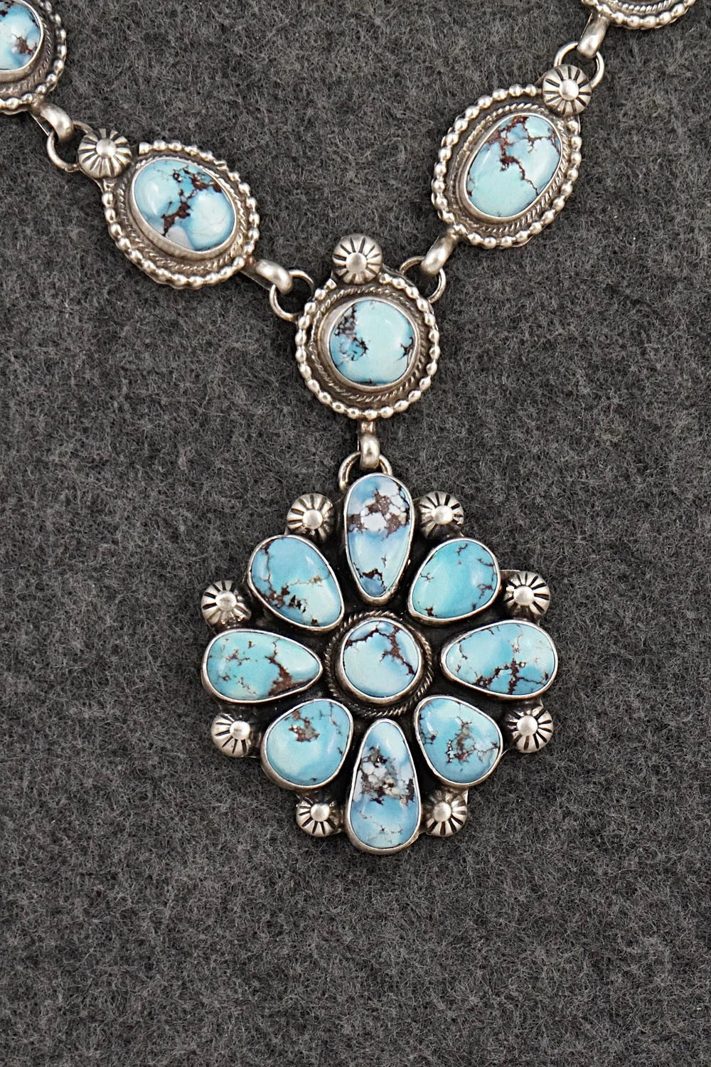 Turquoise & Sterling Silver Necklace and Earrings Set - Kathleen Livingston