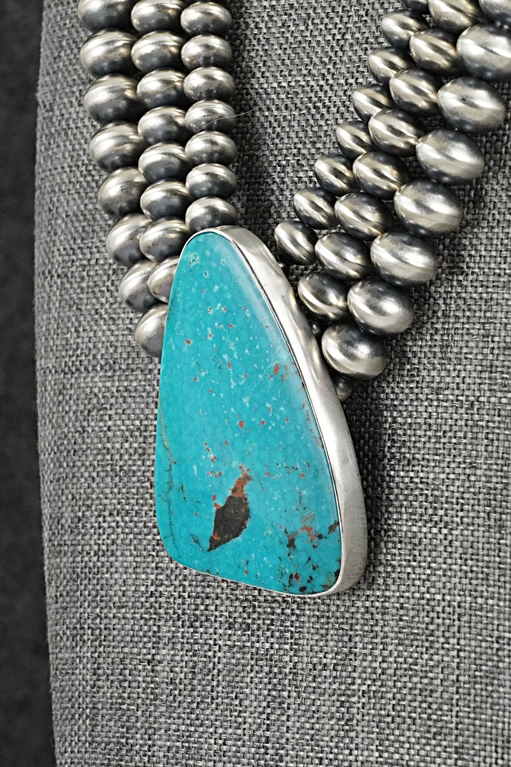 Turquoise & Sterling Silver Navajo Pearl Necklace - Gruber & Halwood
