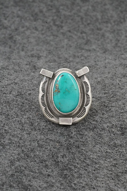 Turquoise & Sterling Silver Ring - Bobby Johnson - Size 6.5