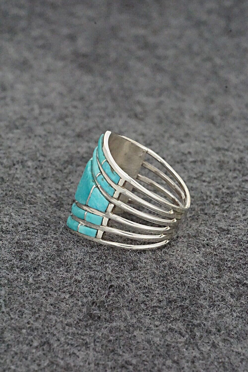 Turquoise & Sterling Silver Ring - Andrew Enrico - Size 8.5