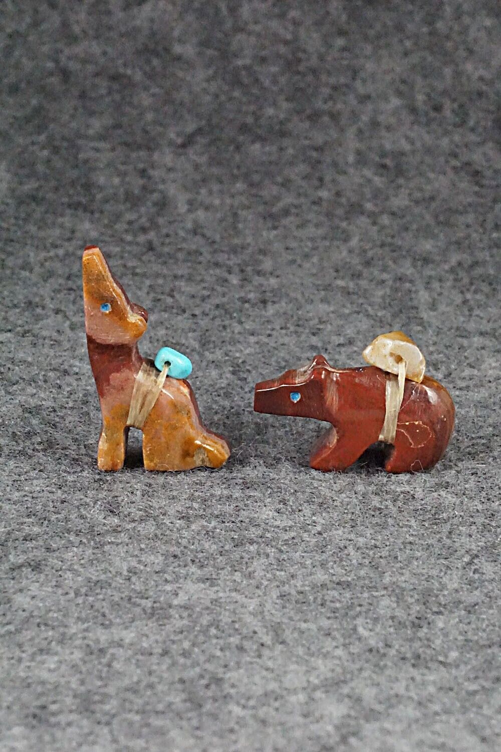 Bear and Coyote Zuni Fetish Carvings - Fernando Laiwakete