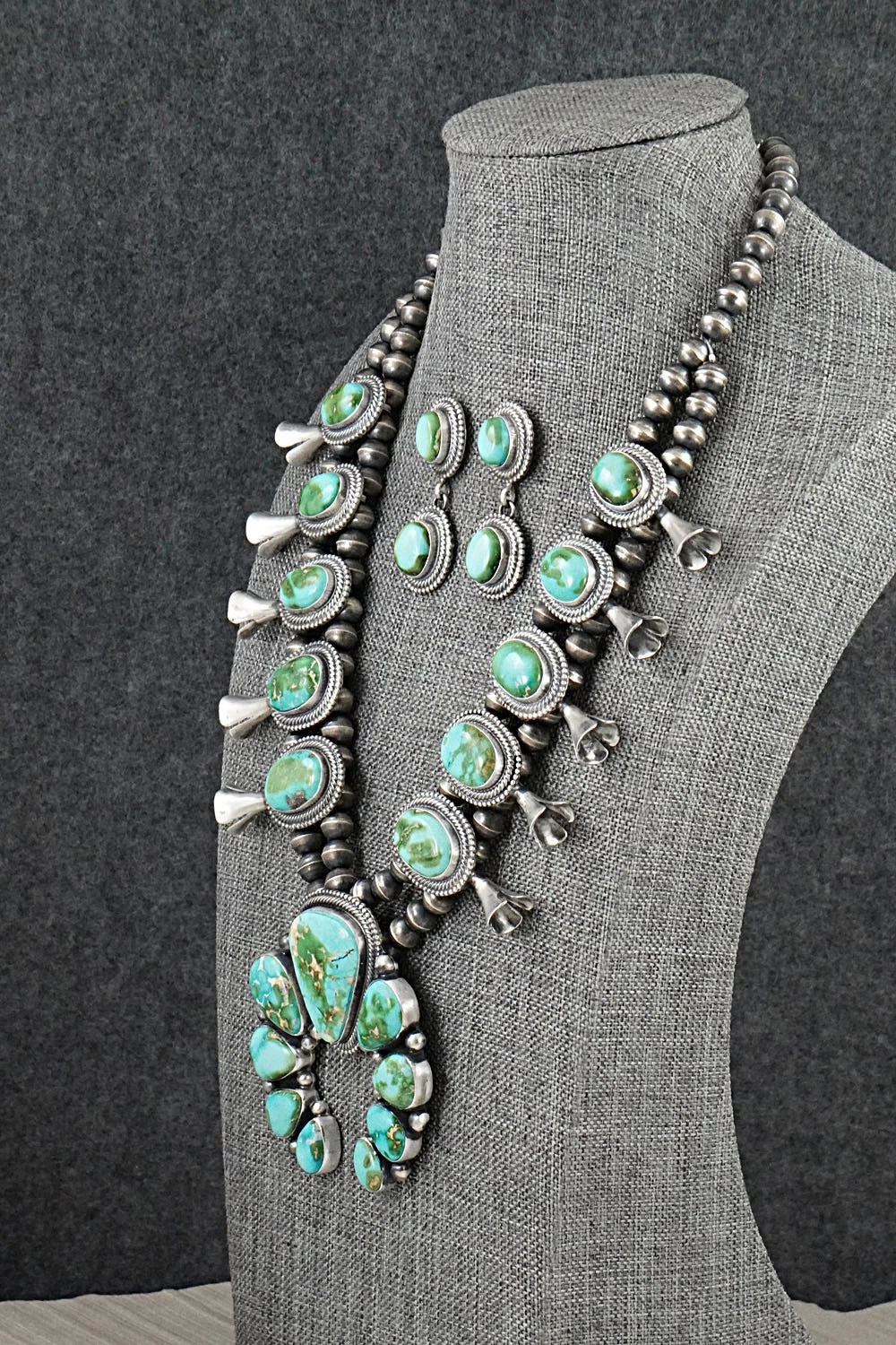 Turquoise & Sterling Silver Squash Blossom Set - Darrin Livingston