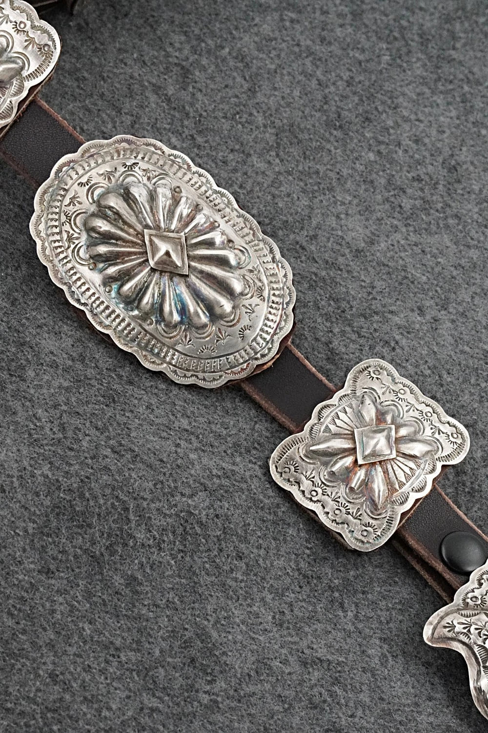 Sterling Silver & Leather Concho Belt - Dan Morgan