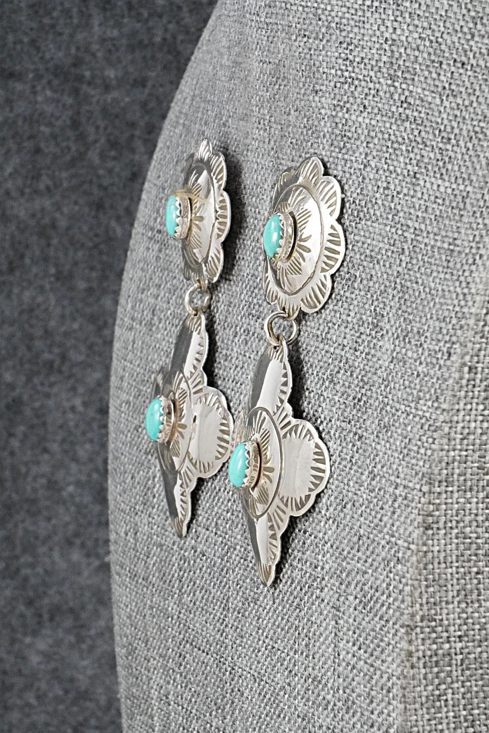 Turquoise & Sterling Silver Earrings - Bertha Begay