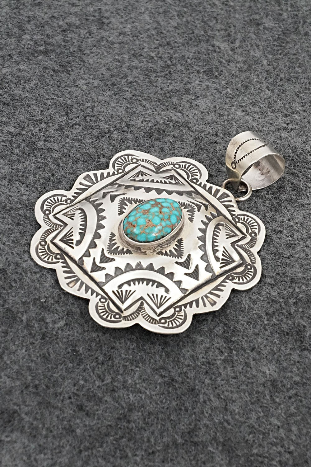 Turquoise & Sterling Silver Pendant - Arnold Blackgoat
