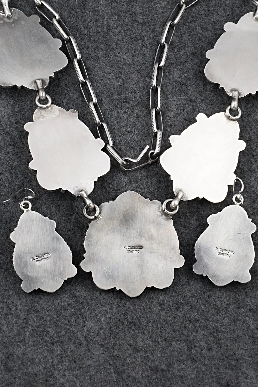Turquoise & Sterling Silver Necklace and Earrings Set - Rosita Calladitto