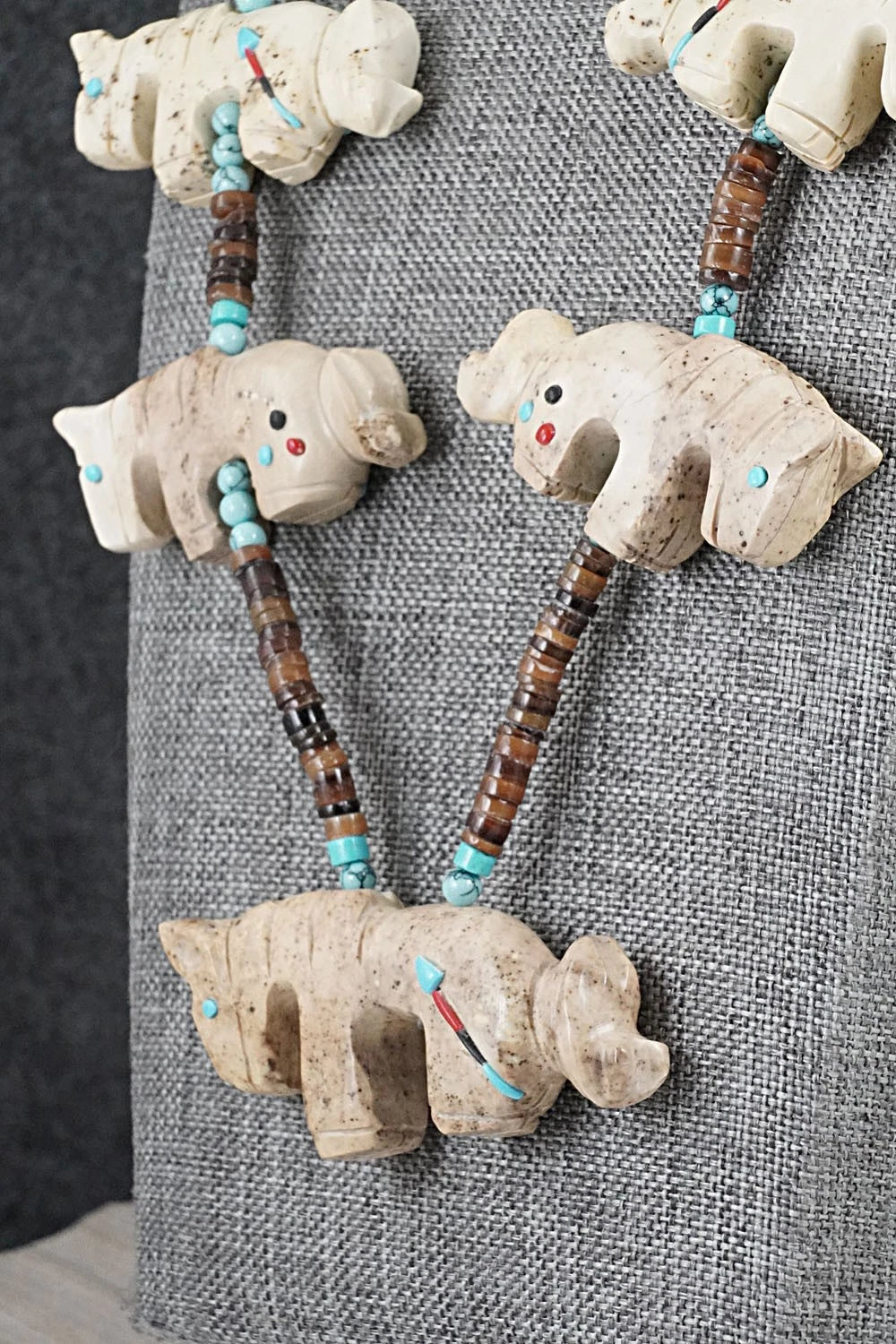 Multi-Stone Horse Fetish & Sterling Silver Necklace Set - Dannette Laate