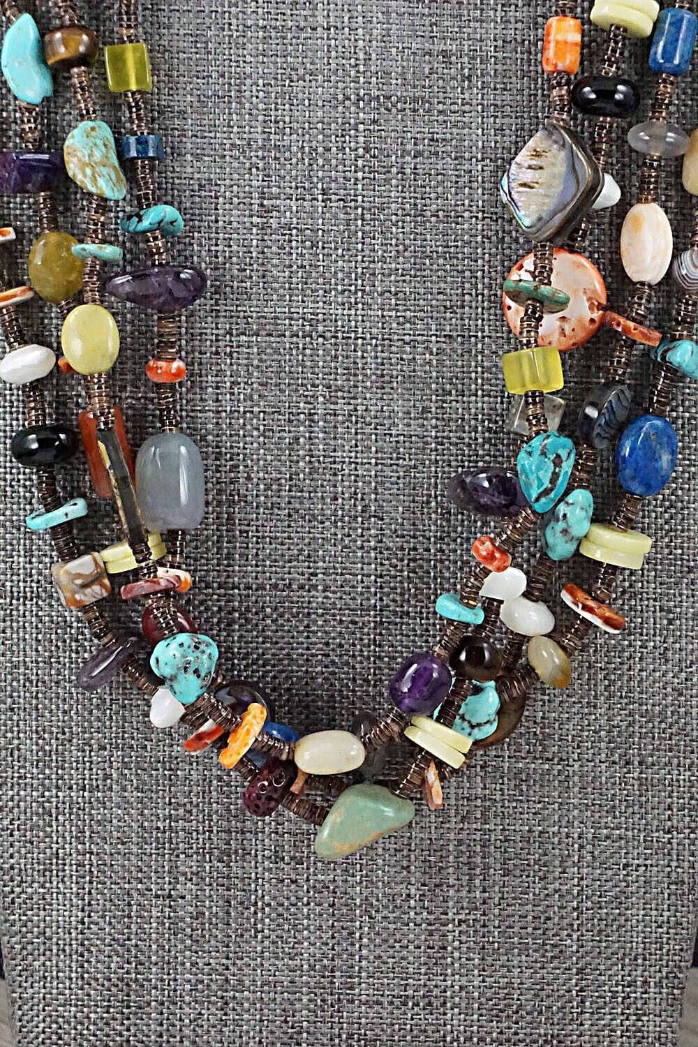 Multi Stone and Sterling Silver Necklace - Helen Tsosie