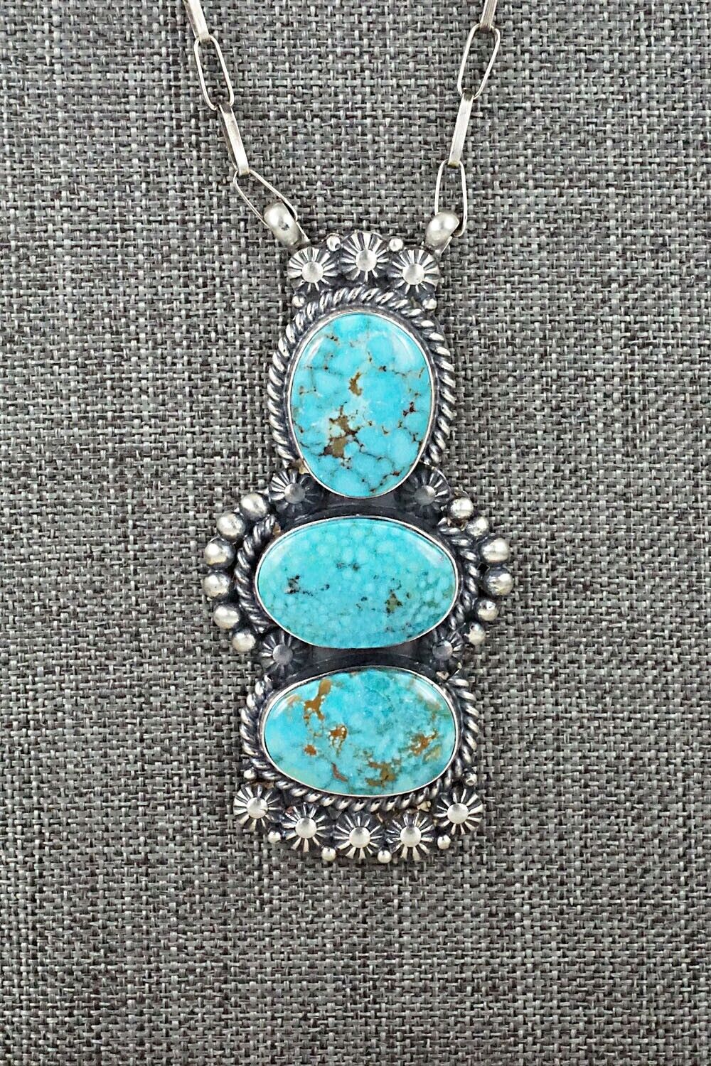 Turquoise & Sterling Silver Necklace - Raymond Delgarito