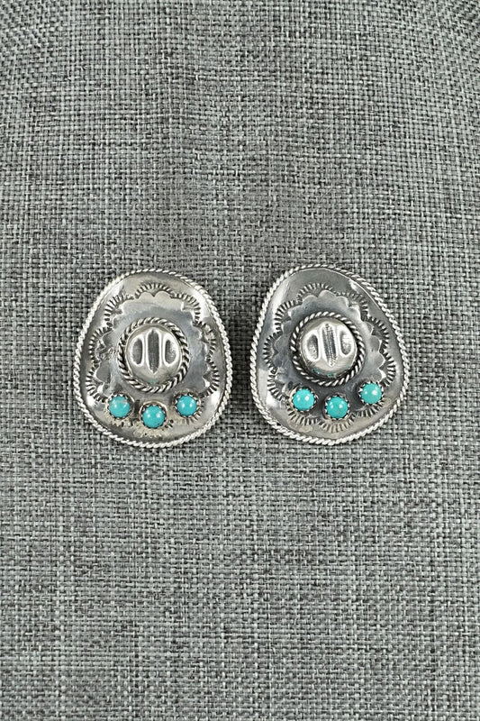 Turquoise & Sterling Silver Earrings - Bobby Platero
