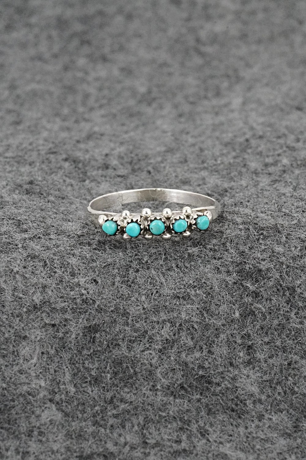 Turquoise & Sterling Silver Ring - April Haloo - Size 8.5