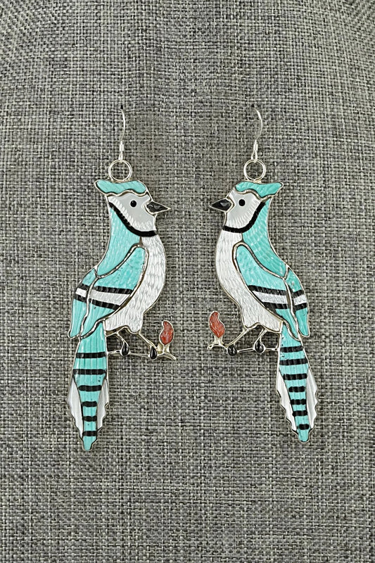 Multi-Stone Inlay & Sterling Silver Earrings - Antrea Lonjose