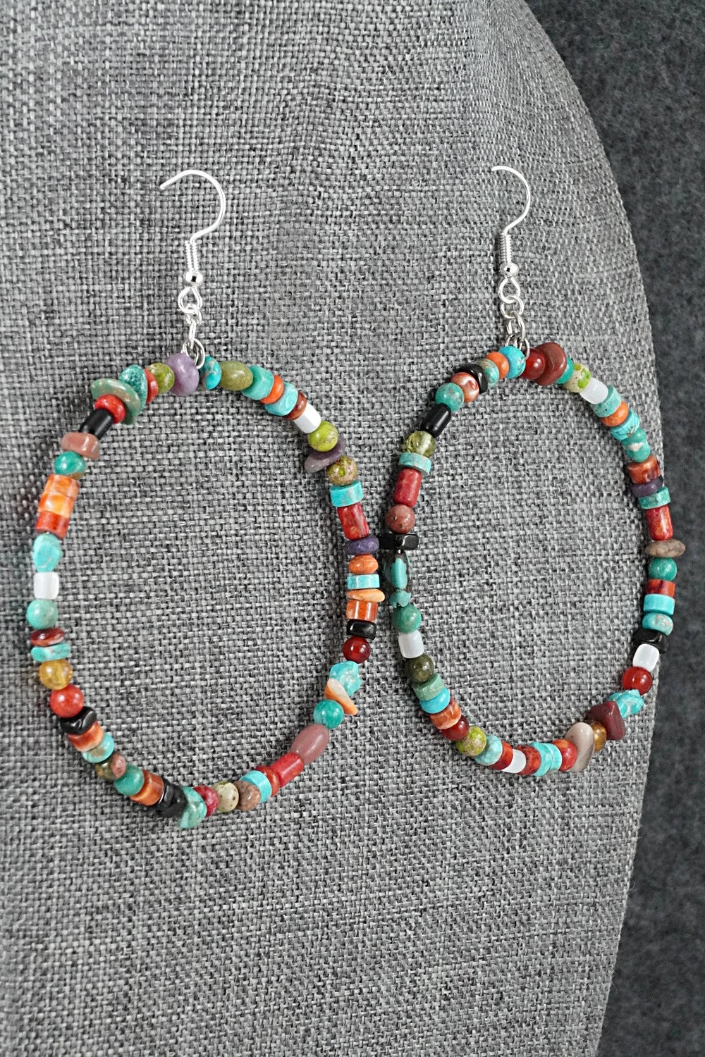 Multi-Stone & Sterling Silver Earrings - Helen Tsosie