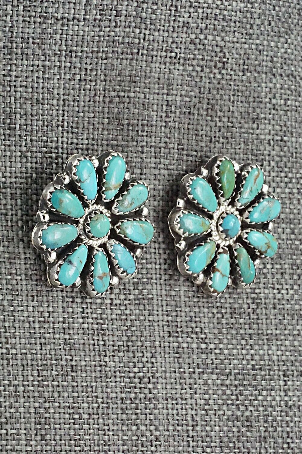 Turquoise and Sterling Silver Earrings - Zeita Begay