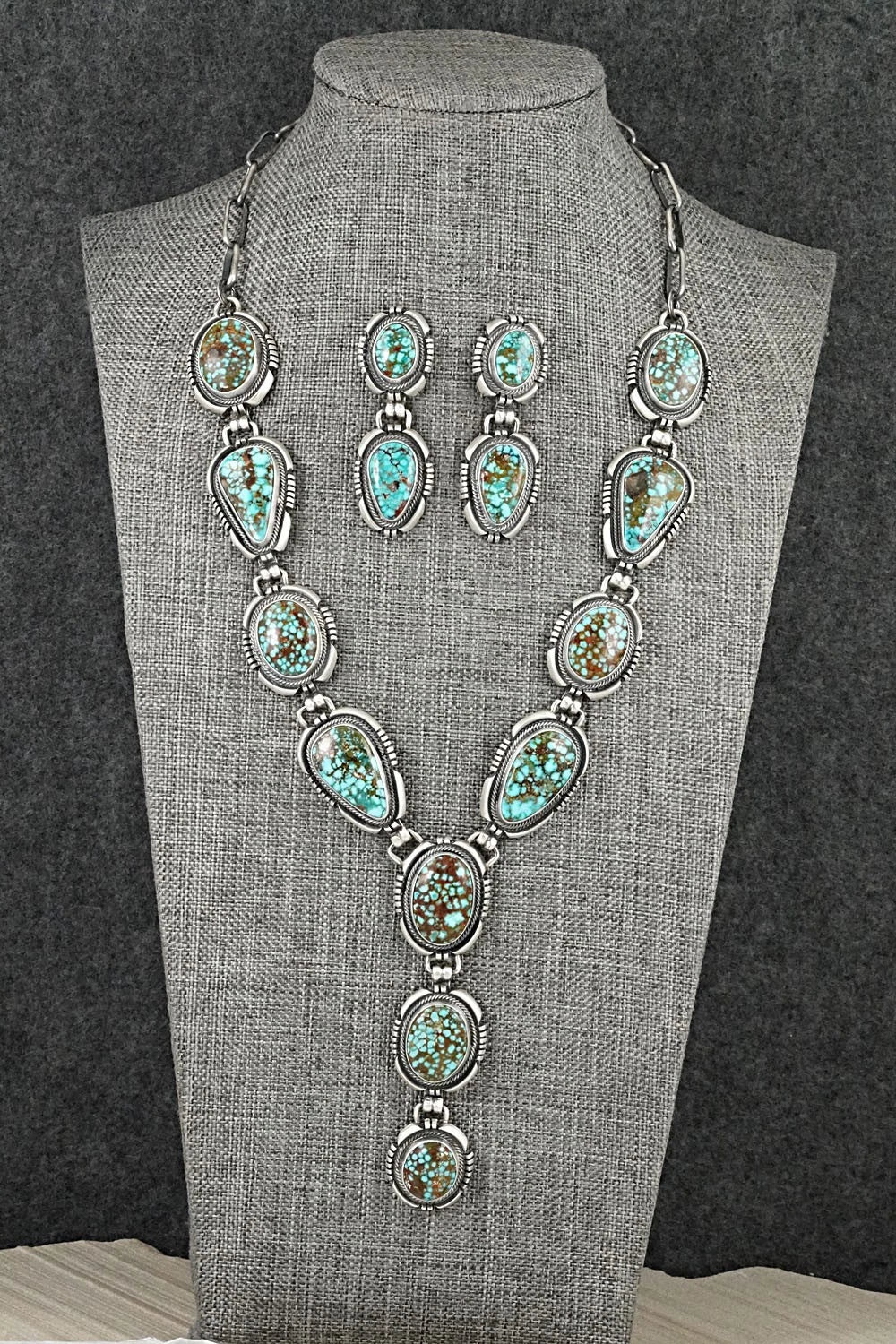 Turquoise & Sterling Silver Necklace and Earrings Set - Mark Yazzie