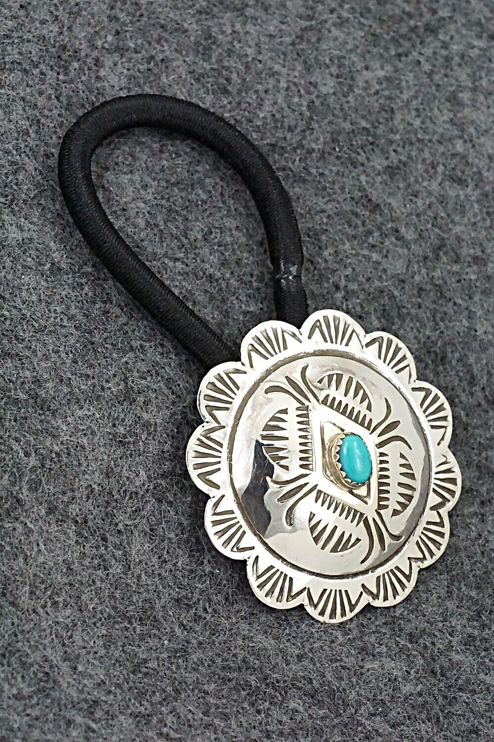 Turquoise & Sterling Silver Hair Tie - Bertha Begay