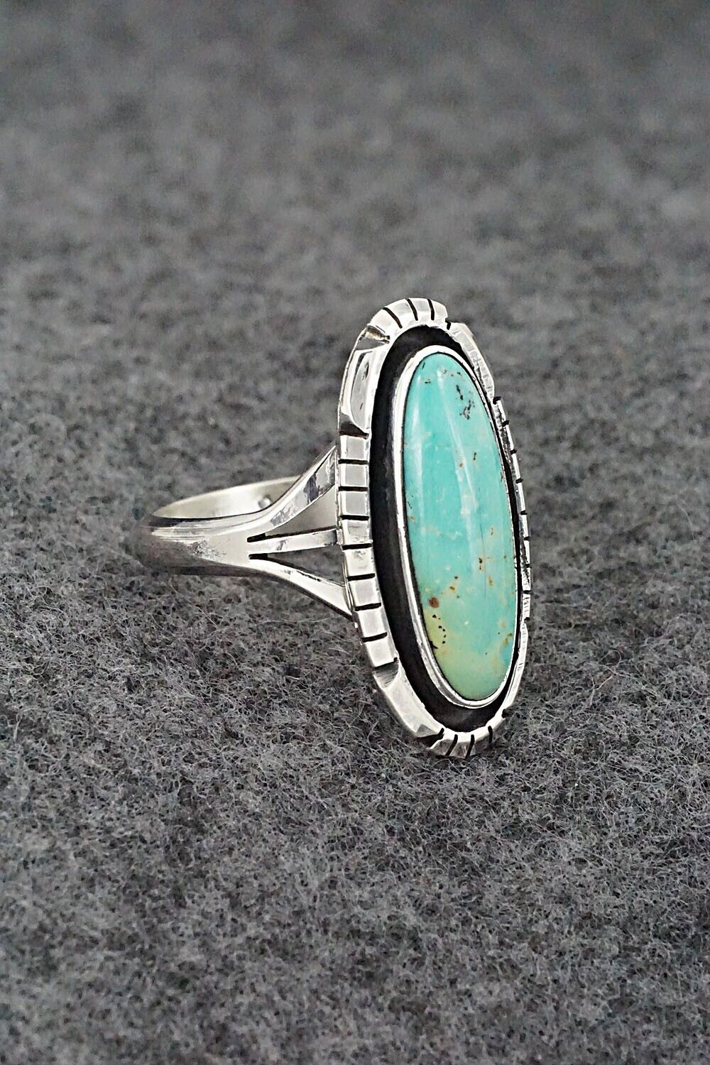 Turquoise & Sterling Silver Ring - Amos Begay - Size 9.25