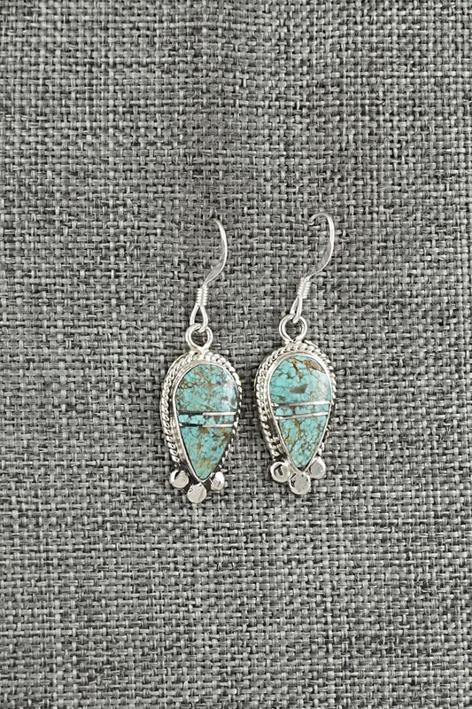 Turquoise & Sterling Silver Inlay Earrings - James Manygoats