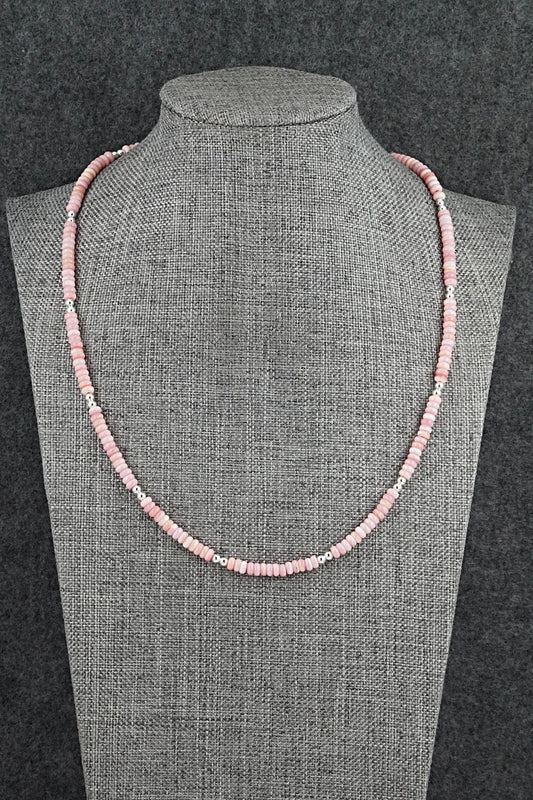 Pink Conch & Sterling Silver Necklace 18" - Doreen Jake