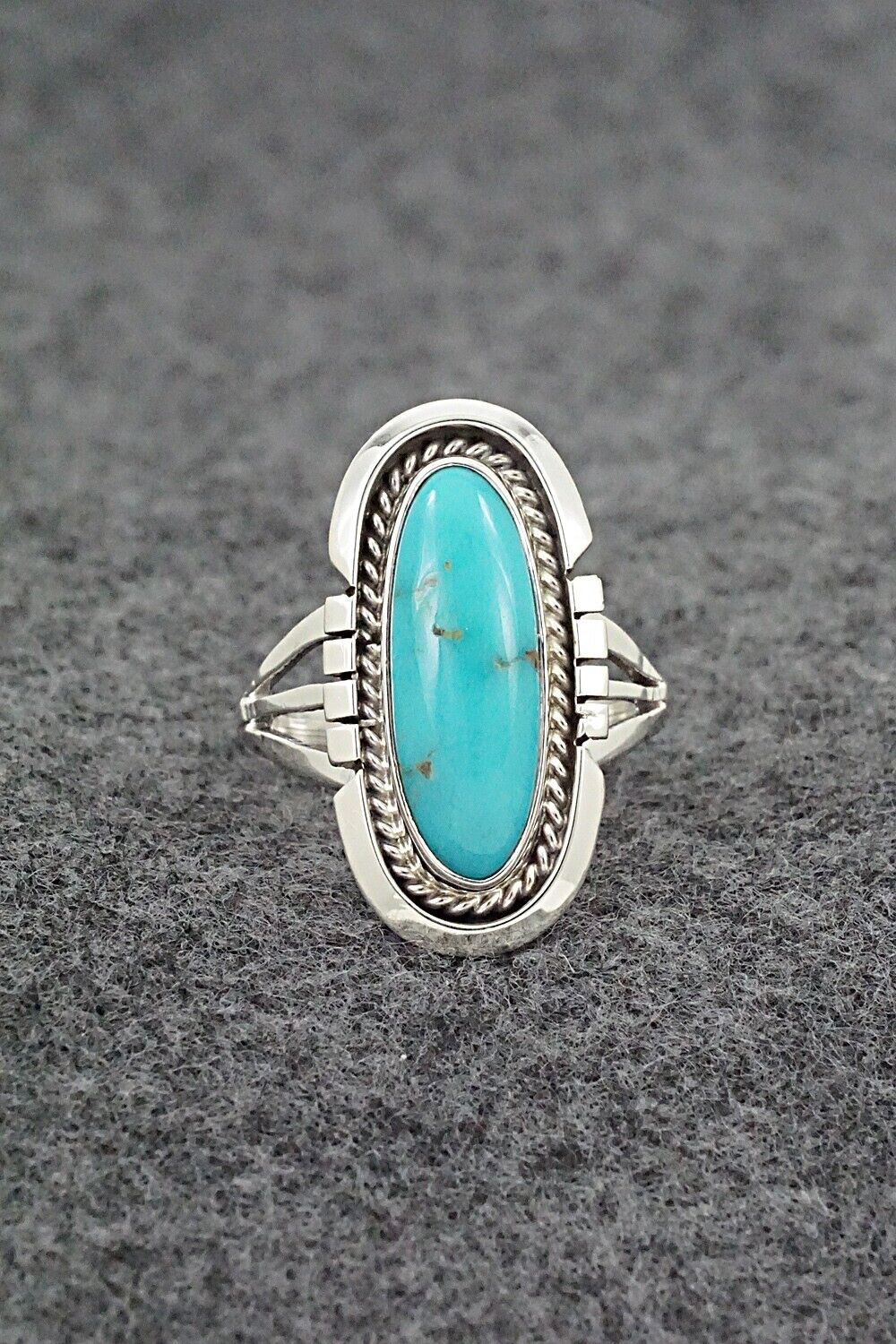 Turquoise & Sterling Silver Ring - Samuel Yellowhair - Size 7.75