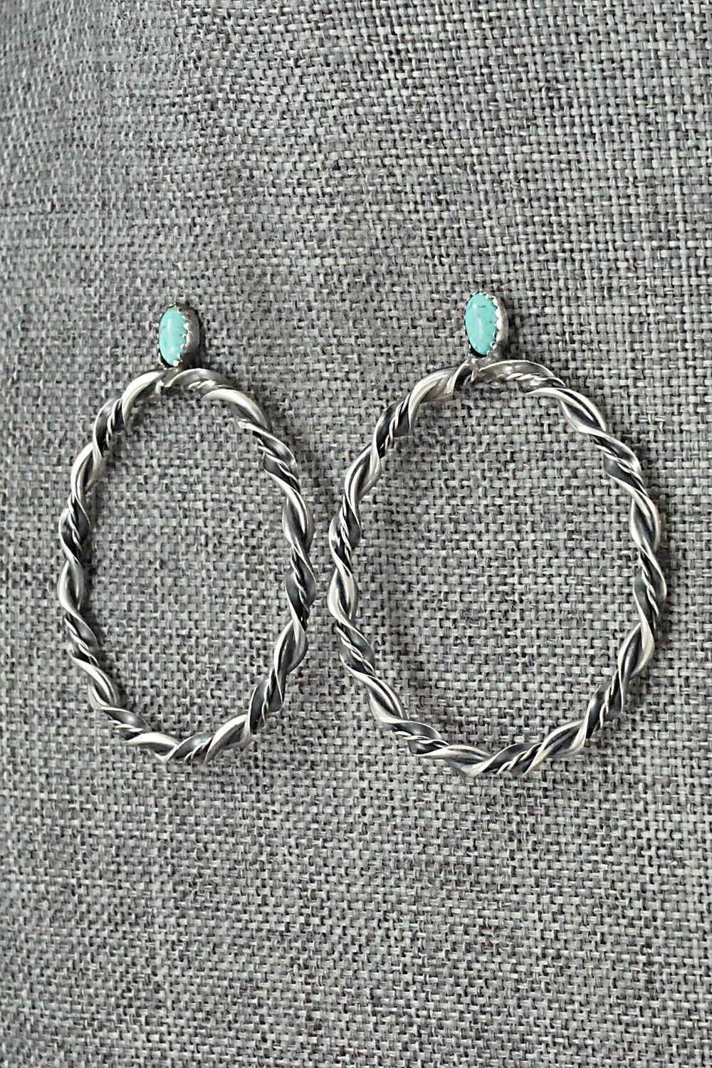 Turquoise & Sterling Silver Earrings - Nelson Leonard Jr.