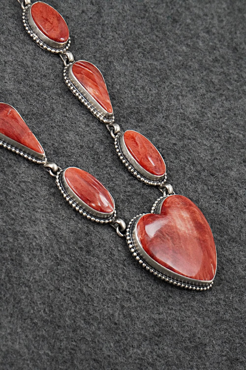 Spiny Oyster & Sterling Silver Necklace and Earrings Set - Darrin Livingston